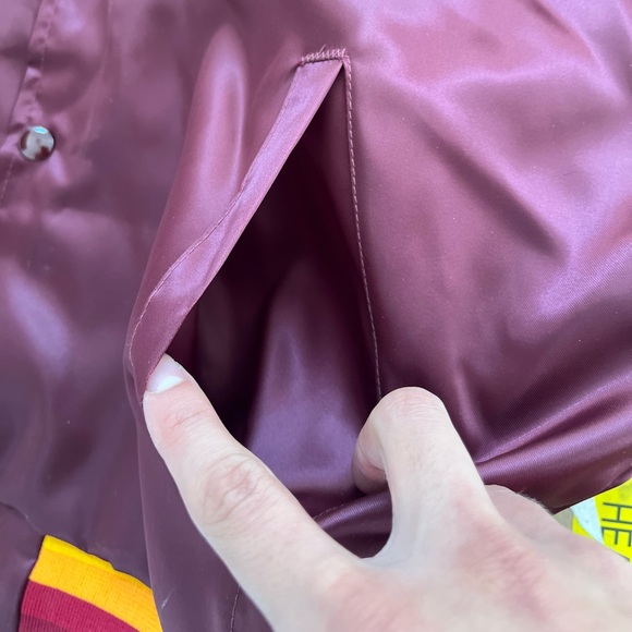 Vintage Swingster Trucker Maroon Snap Satin Chain Stitched Jacket Mens Large - Picture 10 of 14